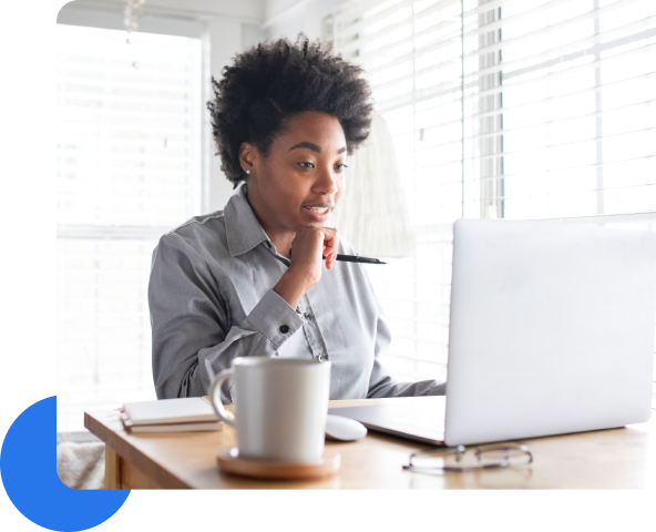 Lady in an office with a laptop